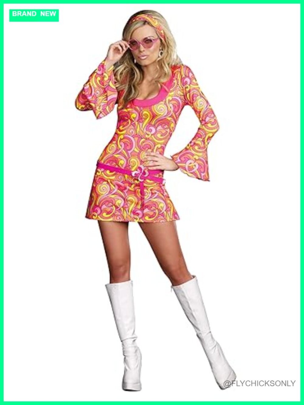 Go Go Dancer Costume with Accessories - Women's Retro A-Line Dress